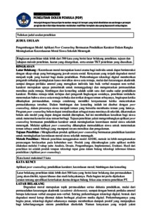 Pengembangan Model Aplikasi Peer Counseling Bermuatan Pendidikan ...